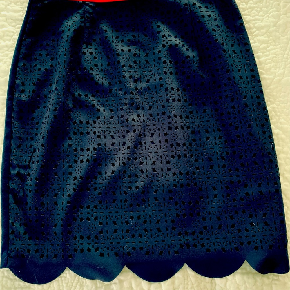 Chic Navy Laser Cut Skirt